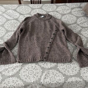 Zara Cozy Brown Sweater with Button Detail